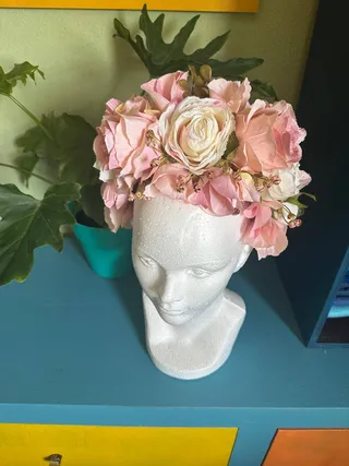Corona de Rosas Rosa y Crema