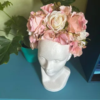 Corona de Rosas Rosa y Crema