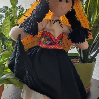 Sombrero de Paja con Rebozo Naranja