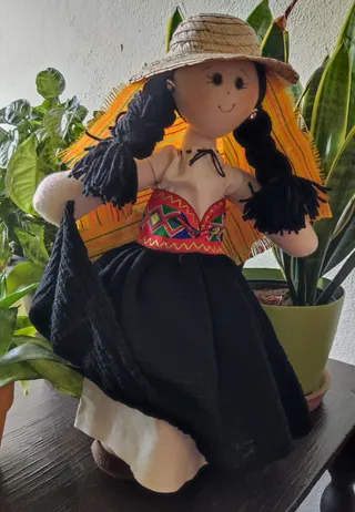 Sombrero de Paja con Rebozo Naranja