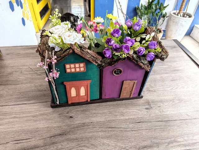 Macetero de Casitas Dobles — foto 1